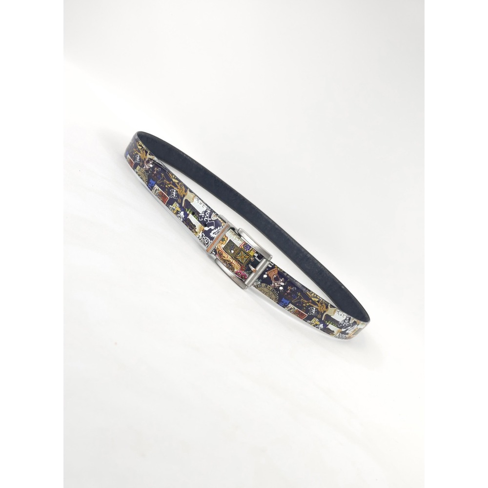 Robert Graham Mens Graphic Print Paisley Embossed Leather Belt 61" Full Length